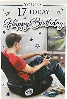 BGC 17th Birthday Card for Male Young Man Teenager Modern Gaming - 23 x 15cm