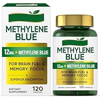 Methylene Blue for Humans Pharmaceutical Grade 120 Capsules, 1% USP Grade Blue Methylene, Supports Brain and Cellular Health