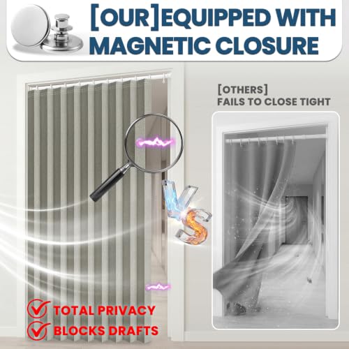 Image of AJAZZ 100% Blackout Accordion Doors Interior Invisible Folding Door for Bedroom Living Room Doorway Curtain Sets (1 Pack, 44 W x 78 L, Grey+Rod)