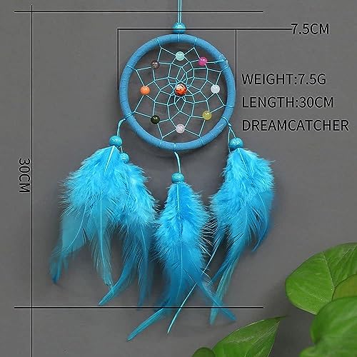 Green Small Dream Catcher with Feathers Wall Hanging Ornament Indian Style Decoration Wind Chimes for Car Home Wall Decor