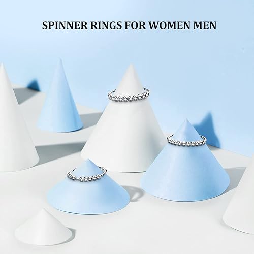 Miniatura 7 de J.Fée Fidget Ring for Anxiety with Beads, Anxiety Ring 925 Sterling Silver Rings for Women, Anti Anxiety Ring for Women, Thumb Ring Spinner Rings