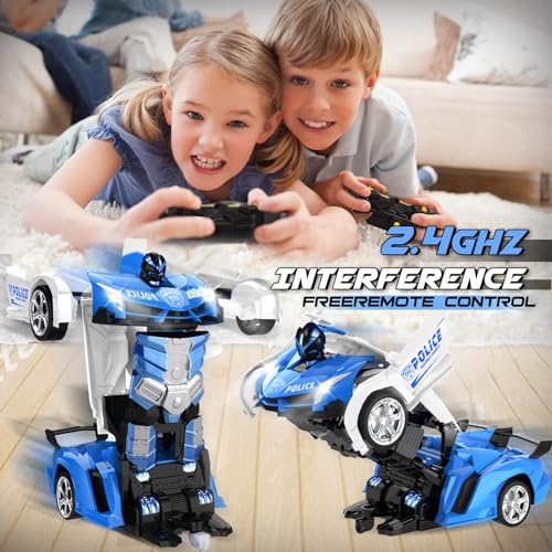 Britik Transform Remote Control Car Toys for Boys 4-6, RC Police Car Blue by Britik - Used condition - Image 4