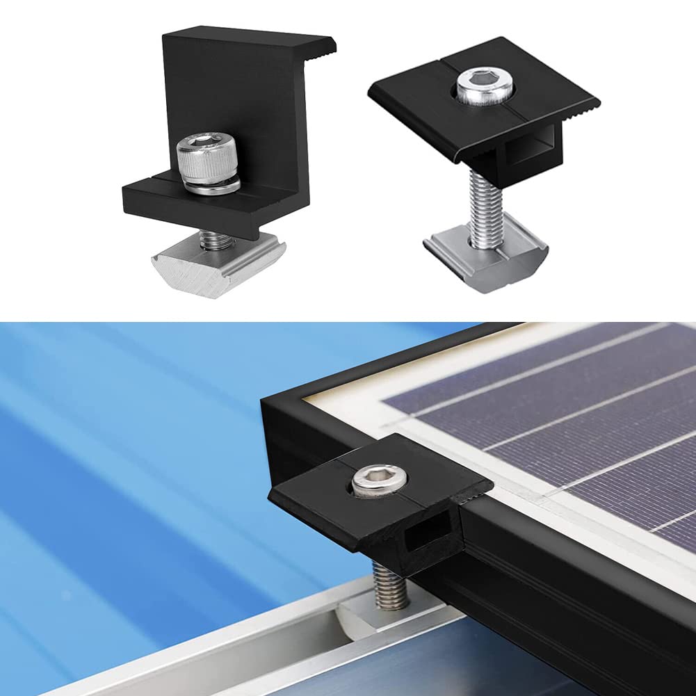 FAXIOAWA 4 Pezzi Staffe per Pannello Solare Kit Morsetto Medio Staffe per Morsetto per Pannello Solare Altezza Modulo 30mm Supporto Z Staffa per Pannello Solare per Pareti del Tetto