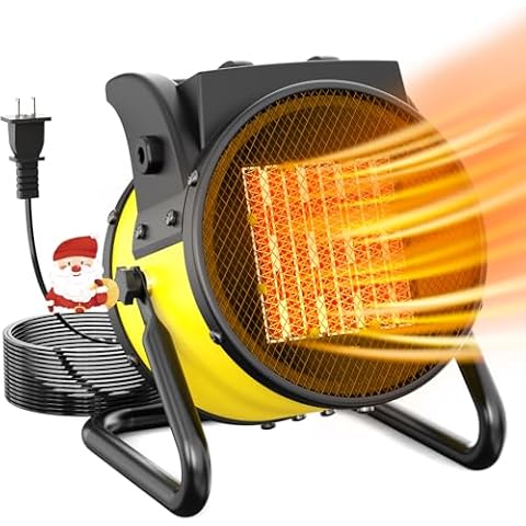 Outdoor Heaters for Patio - Garage Heater 1500W 3 Mode Electric Heater 3s Fast Heating, Overheat Protection Portable Heater for Greenhouse Garage Patio, Outdoor, Yellow Cover