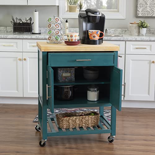 Powell Furniture Conrad Kitchen Cart, Teal, 30" x 20.1/3" x 37" - Thumbnail 4