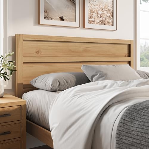 ComfIQ Serene Wood Panel Headboard with Clean-Line Design, Queen, Pine