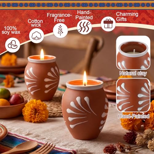 Lyrow 4 Pcs De Barro Mexicanos Candles,Cantaritos Mexicanos Candles, 2 oz by Lyrow - Used condition - Image 4