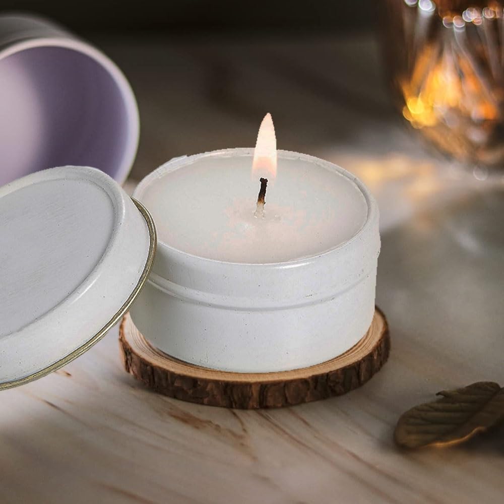 White Votive Candles in Metal Tin - 12 Pieces