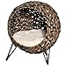 PawHut Panier Chat lit Chat Cosy Grand Confort dim. Ø 52 x 58H cm Coussin Moelleux Beige Inclus résine tressée Imitation rotin Marron