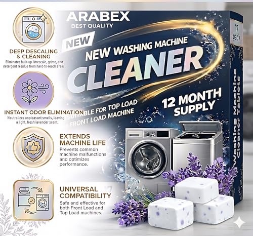 Image of Washing Machine Cleaner Tablets (17 Tablets) | Drum & Pipe Deep Cleaner | Lavender Scent | Removes Odour, Limescale & Residue | For Front Load & Top Load Fully Automatic Washing Machines