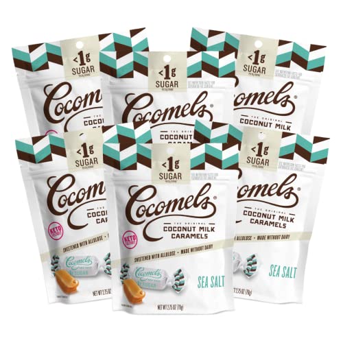Cocomels Coconut Milk Caramels, Less Than 1G Sugar, Sea Salt (Pack Of 6), No Erythritol #TOP28
