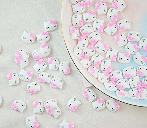 Cartoon Nail Charms For Acrylic Nails Cute Cat Nail Decals Cartoon 3D Nail Charms Decoration Cat Nail Jewelry For Women Girls Accessories Diy Craft Phone Case Decoration 0.62 Inch X 0.51 Inch #TOP2
