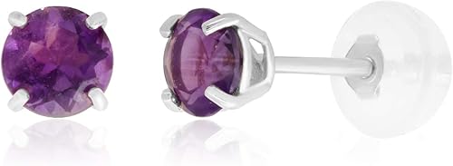 14k Gold Round Stud Earrings for Women Small 4mm Birthstone Earrings Real Gold Gemstone Earrings for Women Gemstone Stud Earrings for Women by