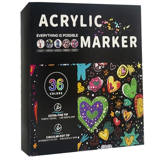 Acrylic Paint Markers, 36 Colors Dual Tip Paint Markers, Practical Multi-Purpose Pens for Rock Painting, Ceramic, Wood, Card Making, DIY Crafts #·