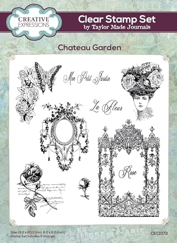 Taylor Made Journals Creative Expressions Chateau Garden-Juego de Sellos Transparentes de 15 x 20 cm, 6 x 8 in