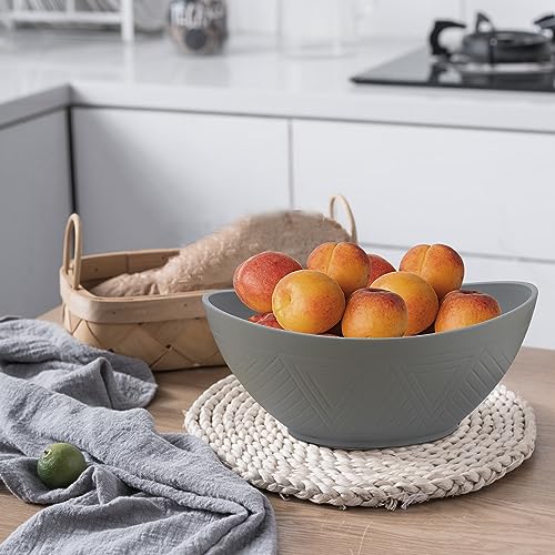 PYRMONT Large Cereal Bowls,Serving Bowls,Plastic bowl of 4,65 Oz Salad Bowls,Big Bowl for Soup,Salad,Pasta,Cereal,Stackable for Easy Storage Microwave & Dishwasher Safe (Gray) — view 5