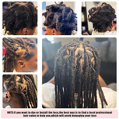 IXIMII 100 Strands Loc Extensions Human Hair 12 inch 0.4cm Width Full Handmade Permanent Dreadlock Extensions Soft Natural Black Human Dreads,Can Be Dyed Bleached Curled - Thumbnail 6
