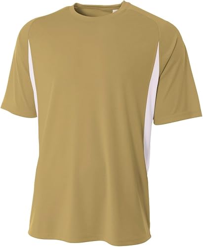 A4 Boy's Cooling Performance Color Block Shirt, Vegas Gold/White, Small
