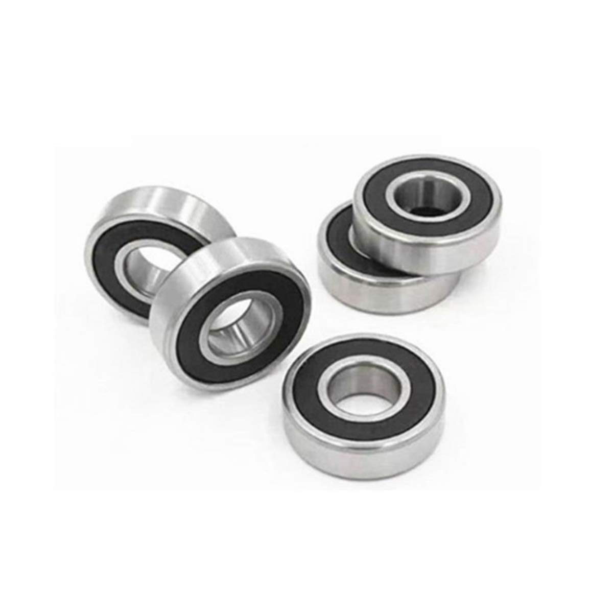 Unifizz Rubber Cover Bearing Ball Bearings Deep Groove Ball Bearing 6202RS 15x35x11mm Pre-Lubricated Bearings for Wheels Electric Motor Applications High-Carbon Steel, Silver 10 PCS