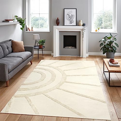 Ojia Boho Living Room Rug 5'X8', Large Washable Rugs Soft Tufted Bedroom Rug Nursery Rug, Cotton Woven Beige Area Rugs Floor Carpet For Dorm/Kids Room/Dining Room/Office #TOP6