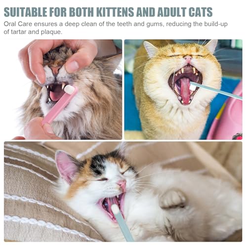 Image of NQEUEPN 4pcs Toothbrushes for Pets, Dual Sided Cats & Dogs Toothbrushes with 4 Toothbrush Protection Tube Soft Kitten Teeth Cleaning Brush, Reduces Bad Breath & Keeps Dental Healthy, Sky Blue, Green