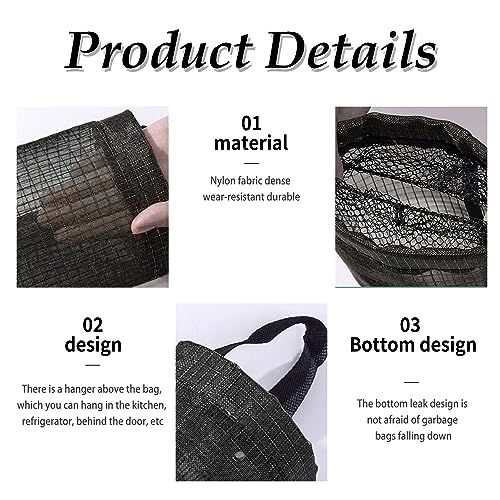 TAFACE 2 Stück Plastiktütenhalter, hängender Müllsackhalter, atmungsaktives Netzregal, Faltbare Netz-Hängeaufbewahrungsbeutel mit Haken, geeignet für Küche, Badezimmer, Schlafzimmer usw. (Schwarz)
