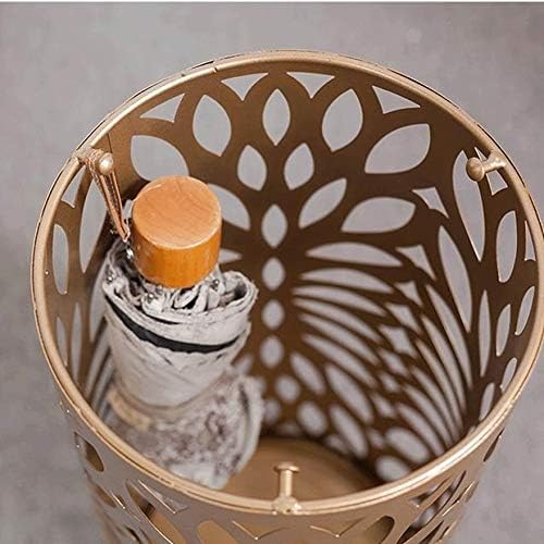 Metal Umbrella Holder, Umbrella Stand with Water Tray and Hooks, Round Umbrella Stand Rack, Free Standing Umbrella Holder, for Canes Walking(Black)