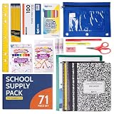 EPI Essentials Back to School Supplies for Kids 2nd & 3rd Grade – 71 Items in Kit – Elementary School Supply Packs – Wide-Ruled Bundle with Composition Notebooks – Suitable for Homeschooling