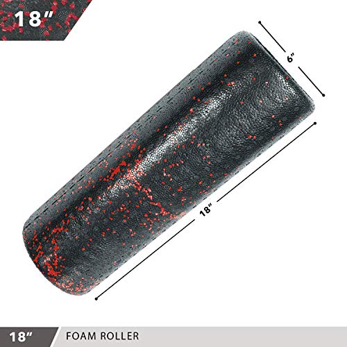 High Density Muscle Foam Rollers by Day 1 Fitness - Sports Massage Rollers for Stretching, Physical Therapy, Deep Tissue, Myofascial Release - Ideal for Exercise and Pain Relief - Speckled Red, 18” - Thumbnail 2