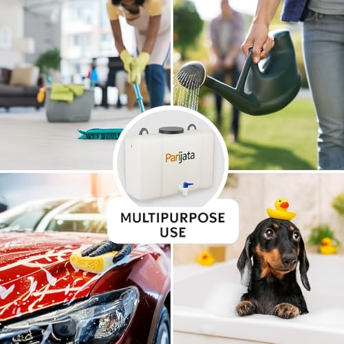 Image of PARIJATA 18L Waste Water Collection Tank | Wall-Mountable Food Grade HDPE Plastic | Easy to Connect with All Water Purifiers & Air Conditioners | Without Auto Sensor | Includes Fitting Accessories