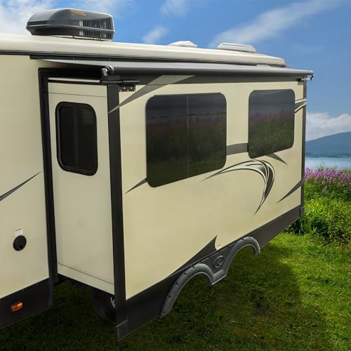 RecPro RV Slide Out Awning Kit | RV Slide Topper | Frame and Fabric (12'6', Black)
