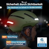 MIVELO Fahrradhelm Damen Herren Erwachsene mit Licht inkl. Helmschloss, NTA Zertifiziert bis 45km/h, Helm geeignet für E-Bike & S-Pedelec, Radhelm Ultraleicht & sicher (Olivgrün, L (57,5-61cm)) – Ansicht 7