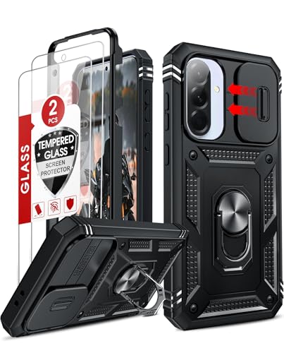 Leyi Cover Per Samsung A36 5G Con Vetro Temperato [2 Pack],Custodia Per Samsung Galaxy A 36 Con Protezione Fotocamera [Slidable] Antiurto Grado Milita
