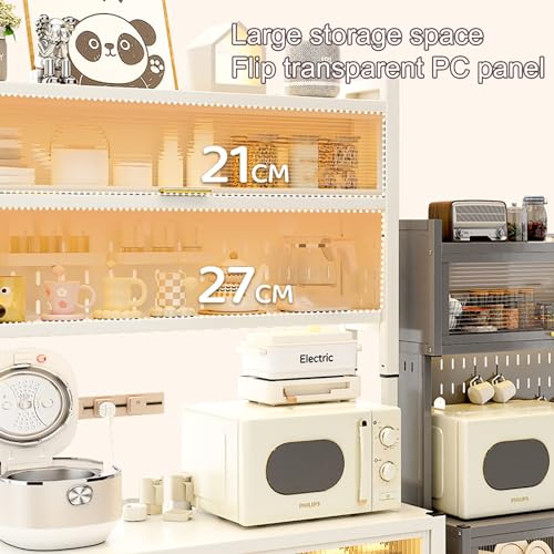 Meuble bar à café avec support micro-ondes et roulettes