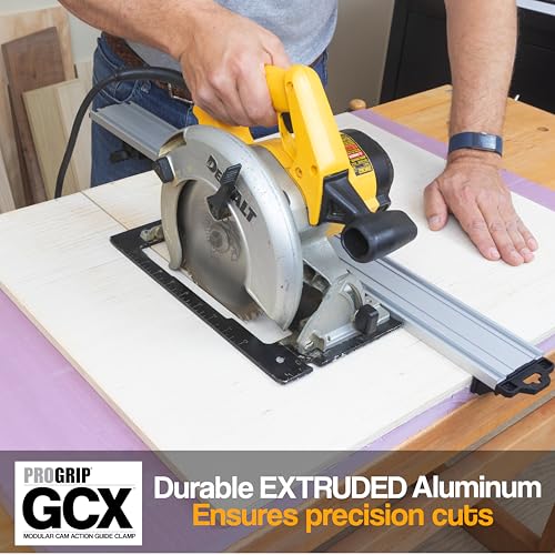 Image of ProGrip GCX Edge Clamp Guide 3 Pack - Modular Extendable Track for Circular Saws, Routers & Jigsaws -Aluminum Cutting Guide with Locking Handle -Includes 24, 36 and 50 Inch Clamps
