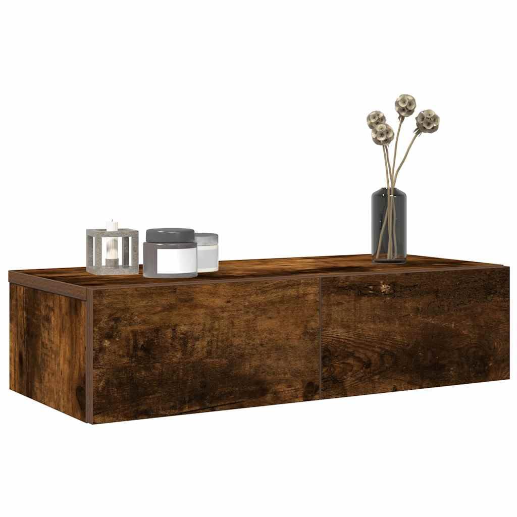 Étagère flottante en bois avec tiroirs meuble de rangement moderne