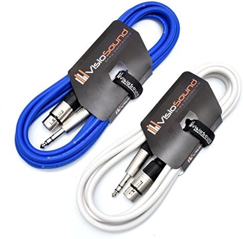 2 x Female XLR to 6.35mm Stereo Jack Lead/Balanced Signal Patch Cable / 2 Pack 3m Black/Black