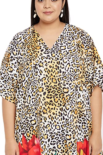 Image of Women Plus Size Kaftan Dress Beach Cover Up Maxi Dresses for Women, V-Neck | Kimono Sleeve 1X-3X