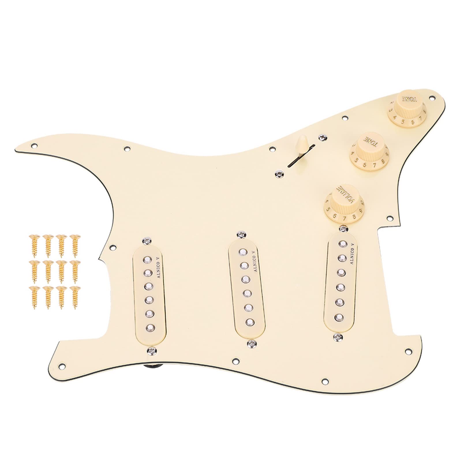 Dilwe Pickguard załadowany do gitary, załadowany pickguard z magnesem Alnico V, wstępnie okablowane przetworniki SSS do gitary elektrycznej