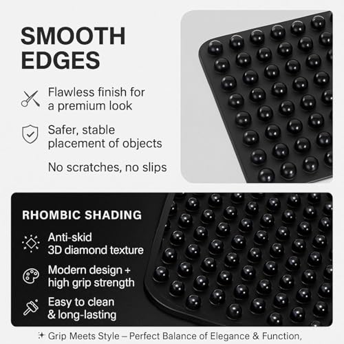 Image of SARTE Car Dashboard Mat, Antiskid Big Size Bubble Design, Silicone Anti-Slip Rubber Pad, Universal Non Slip Car Dashboard Sticky Adhesive Mat for Phones Sunglasses Keys