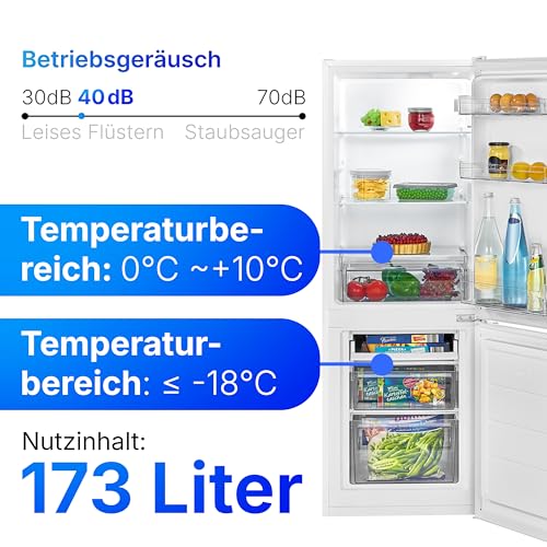 Bomann, KG7359 Réfrigérateur et Congélateur 173L Blanc - 121L Réfrigérateur, 52L Congélateur 4 Étoiles, Éclairage LED, Alarme d'Ouverture, Bac à Légumes, 3 Étagères en Verre, Économie d'Énergie – Image 6
