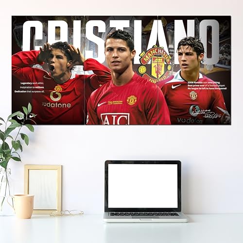 Image of Posternet Football Legend Inspired Wall Poster Set of 3 | 12 x 18 Inch Sports Wall Art | Premium 170 GSM Paper Print | Football Fan Room Decor for Bedroom, Gaming Room, Gym, Office & Study