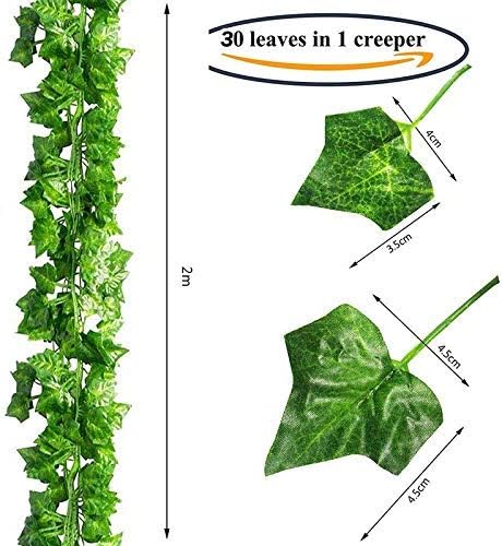 Plastic Creepers, Artificial Ivy Garlands Leafs Creepers Silk Greenery Hanging Vines Garlands Creeper Leaves for Decoration (24 Strings, Green, 6 Foot Each, 30 Leaves in Each)