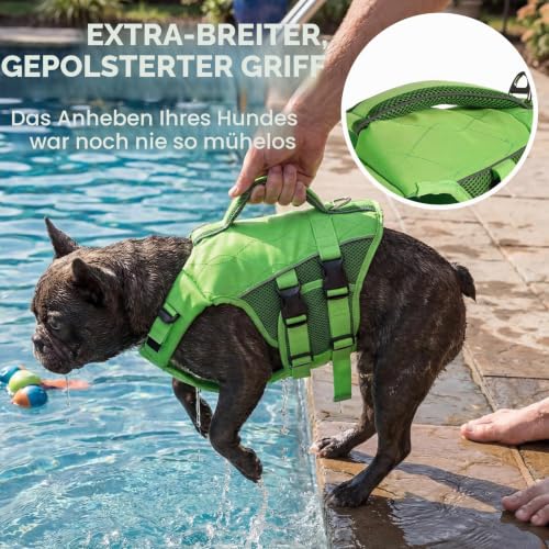 ASENKU Schwimmweste Hund Groß XXL,Verstellbar & Ripstop Hundeschwimmweste,Rettungsweste für Hunde mit Griff und Reflektierend, Hunde Schwimmweste für Chihuahua,Dackel,Französische Bulldogge, Labrador