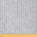 Geometric Upholstery Fabric, Herringbone Fabric by The Yard, Geometric Lines Decorative Fabric, Gray Patterned Indoor Outdoor Fabric, Farmhouse DIY Art Waterproof Fabric, Grey, 1 Yard
