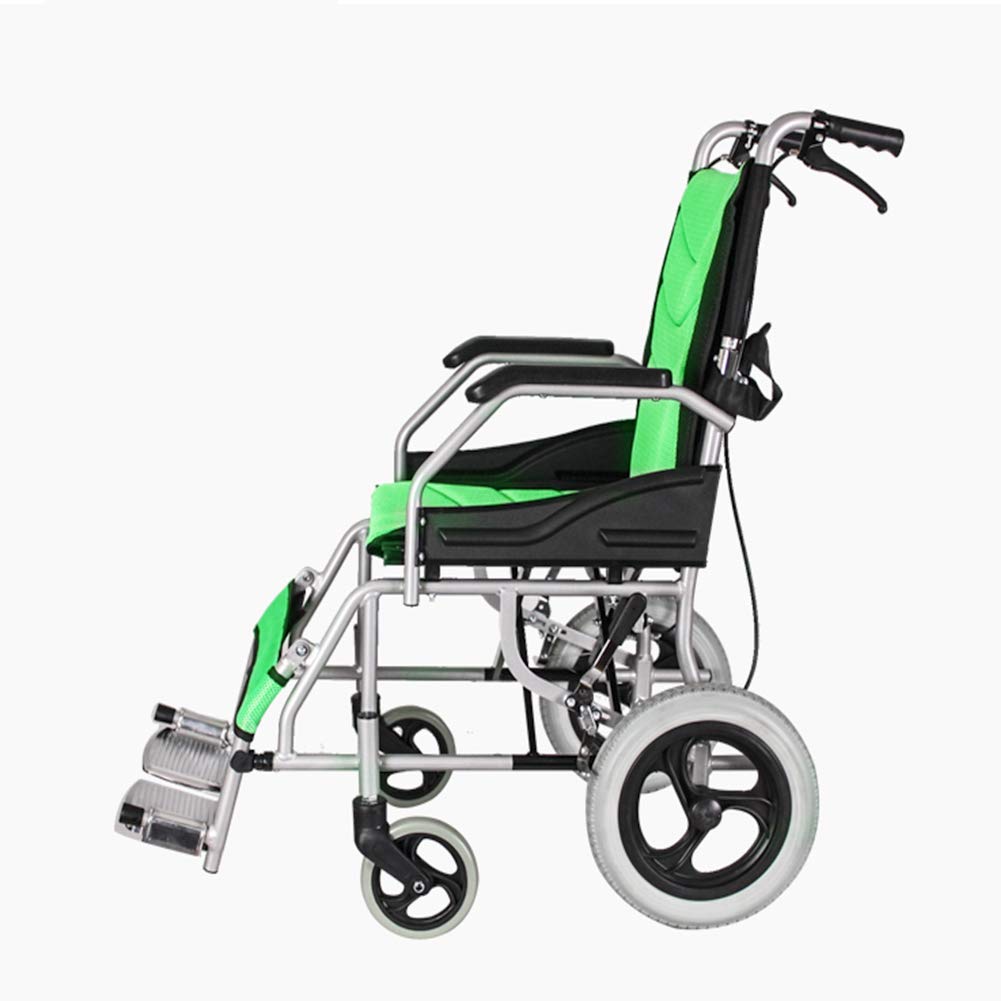 SXSLTSA Lightweight Transport Mobile Wheelchairs Thick Aluminum Lightweight Transport Mobile Wheelchair Folding Portable Ultra Light for Old Disabled Hand Push Trolley