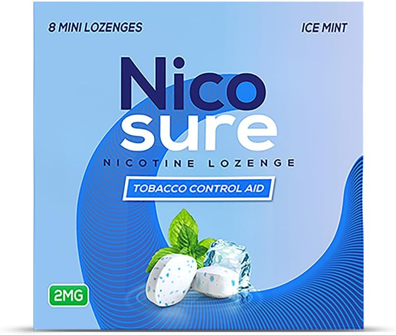 Nicosure Nicotine Lozenge - 2mg | Pack of 3-24 Mini Lozenges |Tobacco Control Aid | Icemint Flavour |Aids in Quitting Tobacco| Tobacco Cessation|Sugar-free