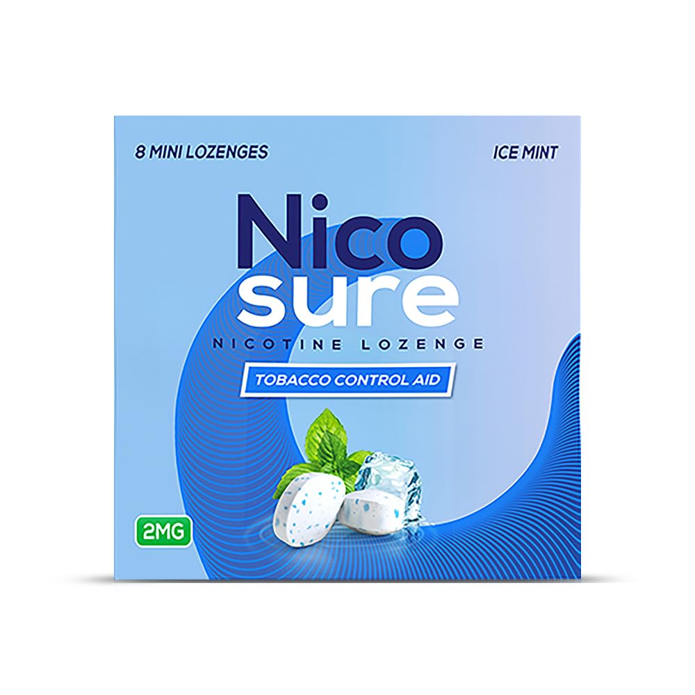 NicosureNicotine Lozenge - 2mg | Pack of 3-24 Mini Lozenges |Tobacco Control Aid | Icemint Flavour |Aids in Quitting Tobacco| Tobacco Cessation|Sugar-free
