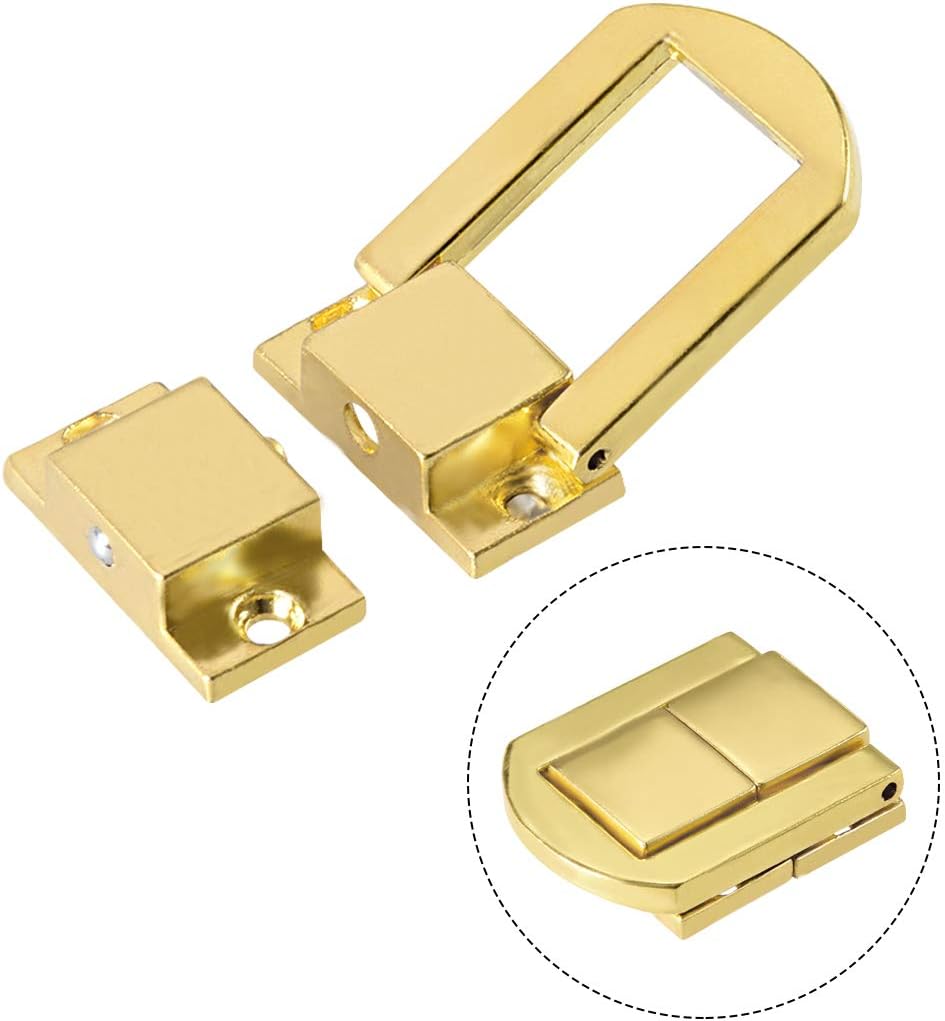 uxcell Toggle Catch Lock, 31mm Retro Decorative Gold Tone Hasp with Screws for Suitcase Chest Trunk Latch Clasp, Pack of 4