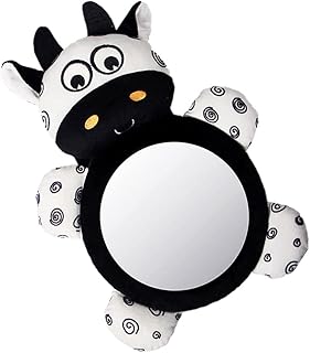 Toyvian Baby Backseat Mirror for Car Rear Facing Mirrors for Baby Safety Cute Cow Shaped Shatterproof Safety Car Seat Mirror Car Seat Mirror for Car Seat Accessories Black and White